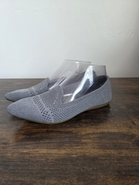other. Shoes - Gray Knit Pointed Toe Ballet Flat Shoes Slip On Preppy Comfy Office School 6